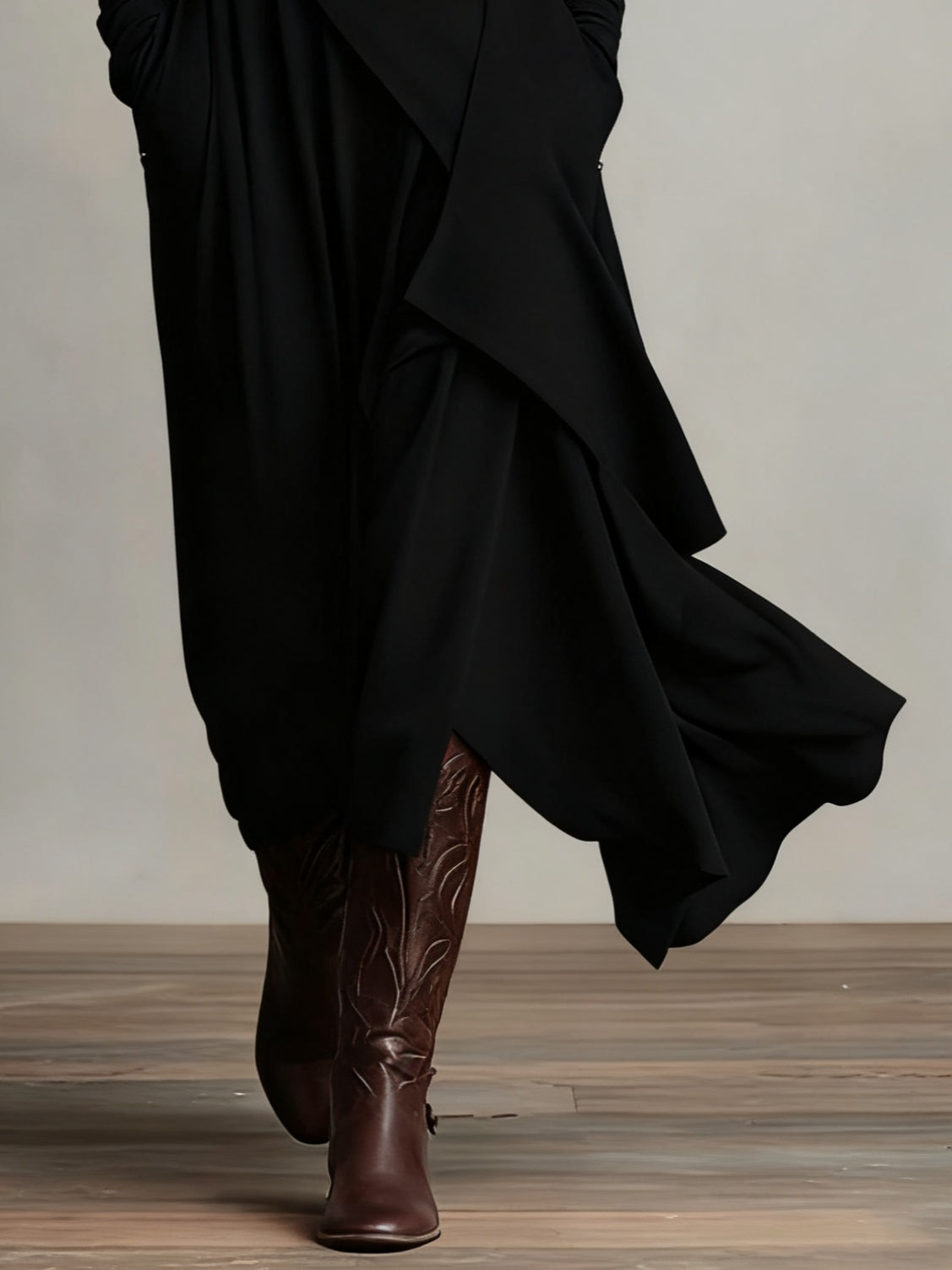 Long sleeve high neck summer maxi dress for women featuring a flowing design, in a vibrant color, by My Store.