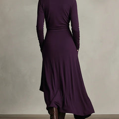 Long-sleeve summer maxi dress for women with high neckline, flowing fabric, in a vibrant color, by My Store.