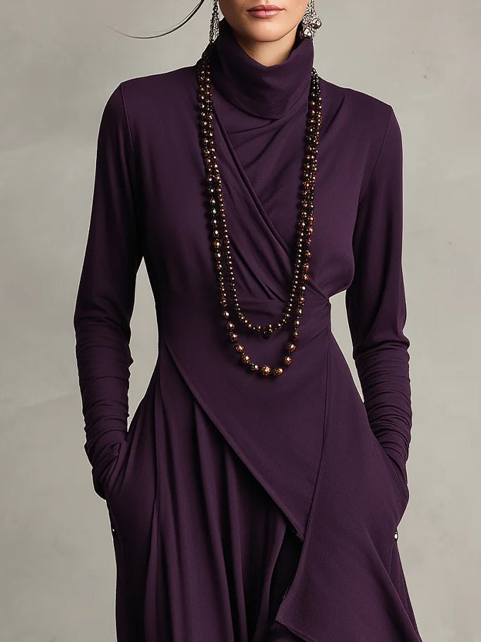 Women’s summer maxi dress with high neck and long sleeves, stylish and comfortable, by My Store.