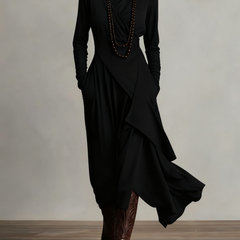 Elegant summer maxi dress for women with high neck and long sleeves, featuring a stylish design from My Store.