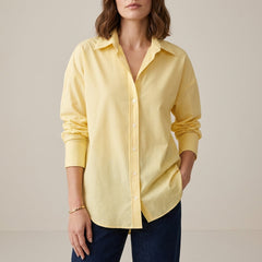 Yellow linen summer top for women with button front, stylish and lightweight blouse from My Store.