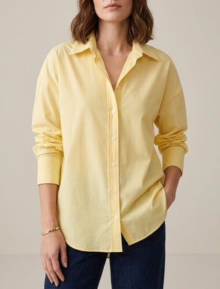 Yellow linen summer top for women with button front, stylish and lightweight blouse from My Store.