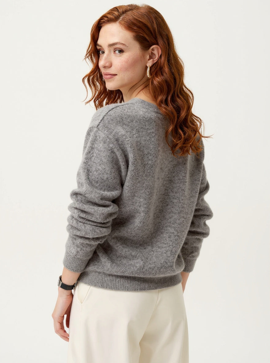 Wool Knit Hoodie Women Relaxed Fit Casual Pullover