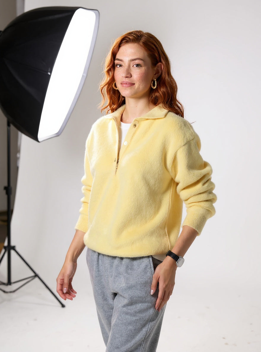 Wool Knit Hoodie Women Relaxed Fit Casual Pullover