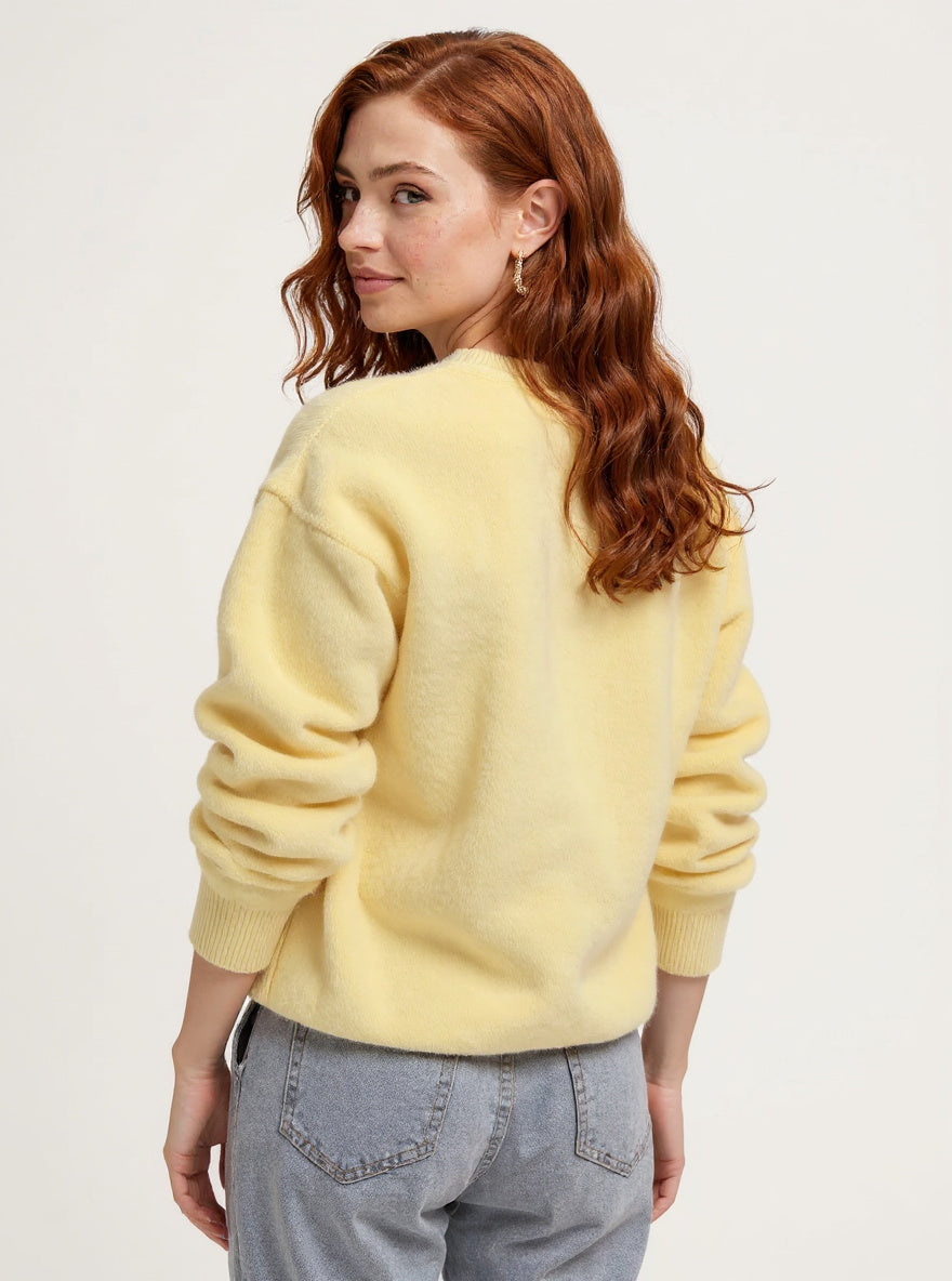 Wool Knit Hoodie Women Relaxed Fit Casual Pullover
