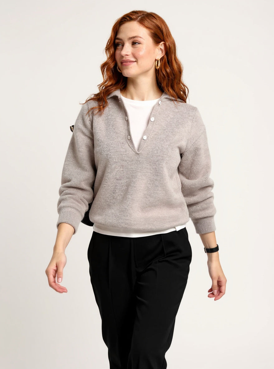 Wool Knit Hoodie Women Relaxed Fit Casual Pullover