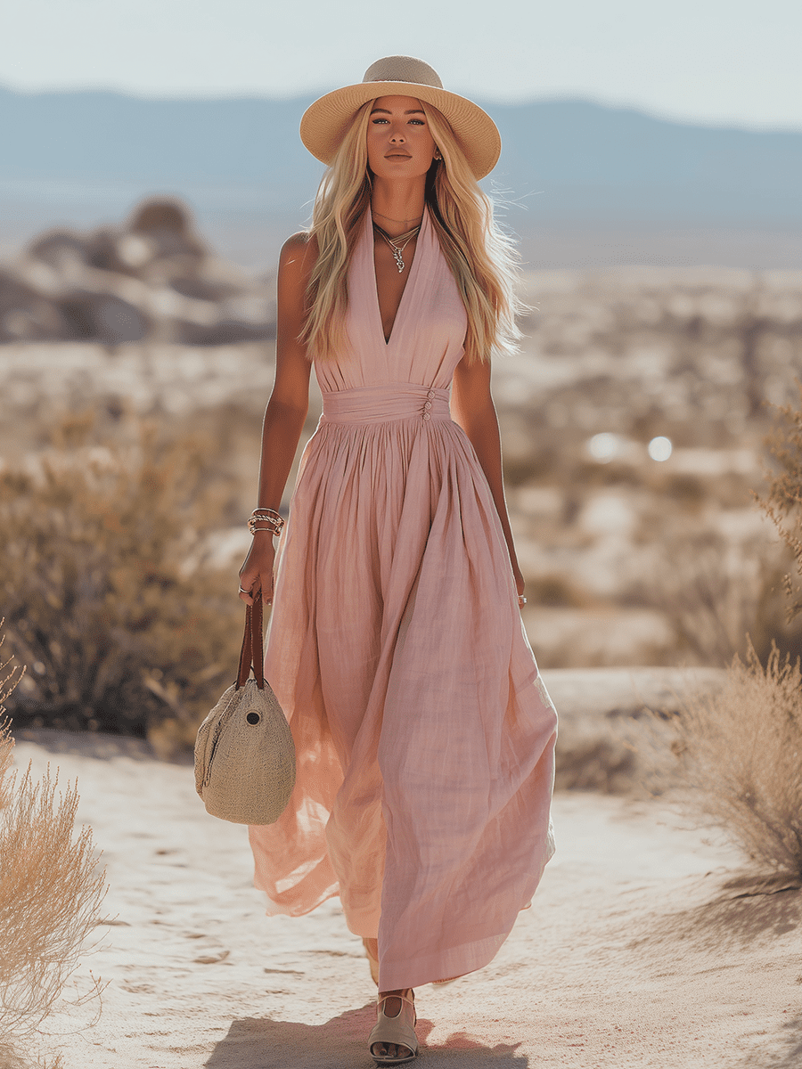 Sleeveless cotton maxi dress for women by Tammy Bradley, flowing design with a fitted bodice and ankle-length skirt.