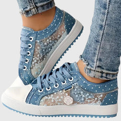 Breathable cushioned orthopedic sneakers for women with supportive design, featuring breathable fabric and comfortable sole.