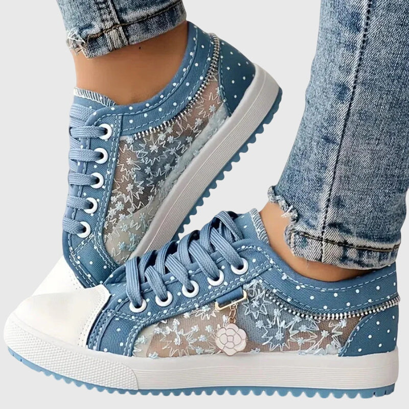 Breathable cushioned orthopedic sneakers for women with supportive design, featuring breathable fabric and comfortable sole.