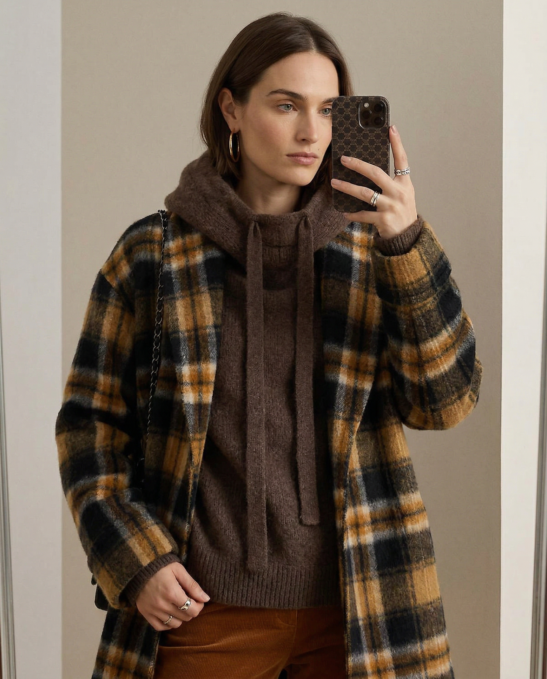 Knit Hoodie Women Relaxed Fit Ribbed Trim Long Sleeve