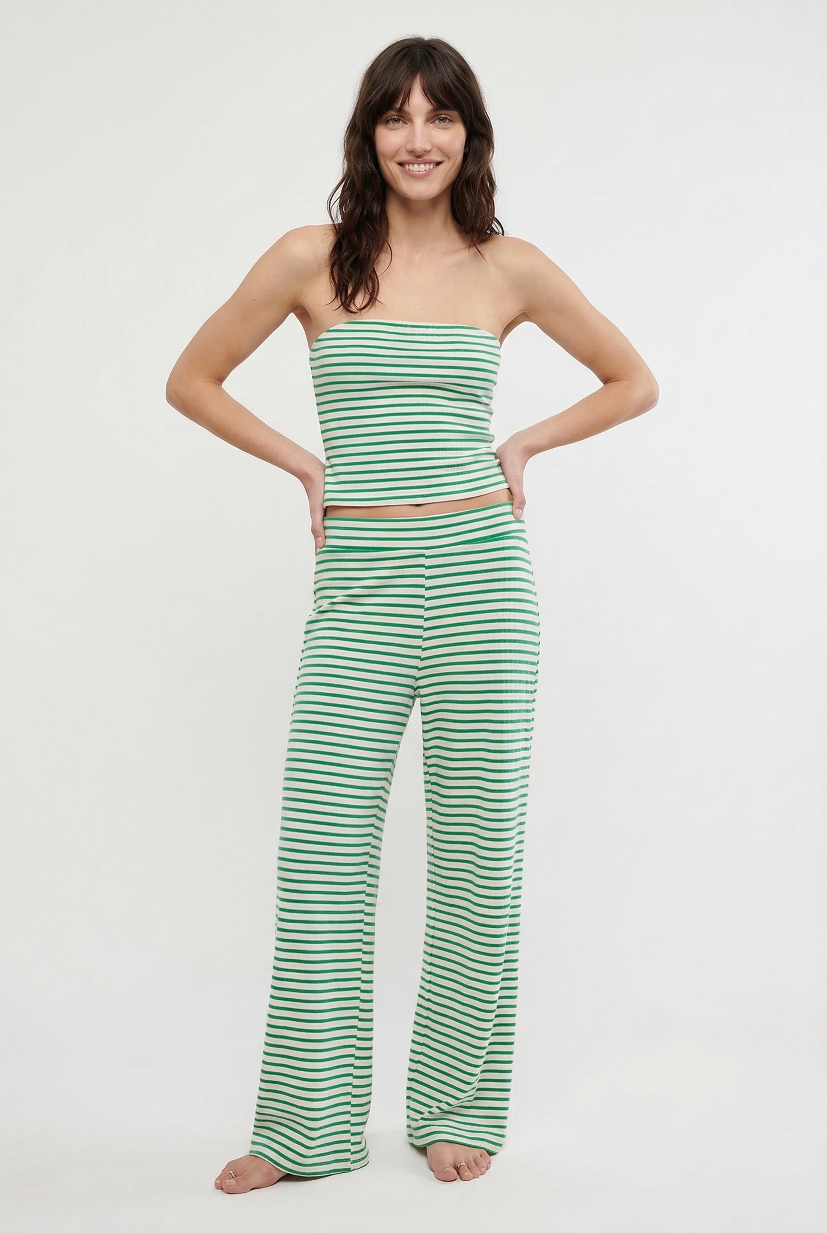 Women's knit wide-leg trousers from My Store, loose pull-on pants with a relaxed fit and comfortable knit fabric.