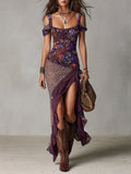 Leopard-print maxi dress for women by Tammy Bradley, flowing design with bold animal pattern and long length, perfect for summer wear.