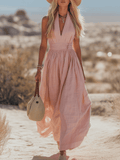 Sleeveless Tammy Bradley cotton maxi dress for women, flowing design with a vibrant pattern and comfortable fit.
