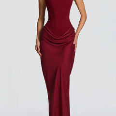 Summer maxi dress for women with square neckline and bodycon fit, stylish women's clothing dress.
