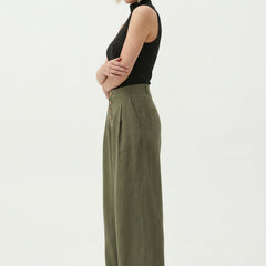 Women’s knit wide-leg elastic-waist trousers in a loose pull-on style, shown in a relaxed, comfortable fit.