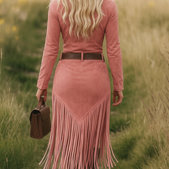 My Store tassel midi dress, casual dress with flowing fabric and tassel details, perfect for stylish daytime wear.