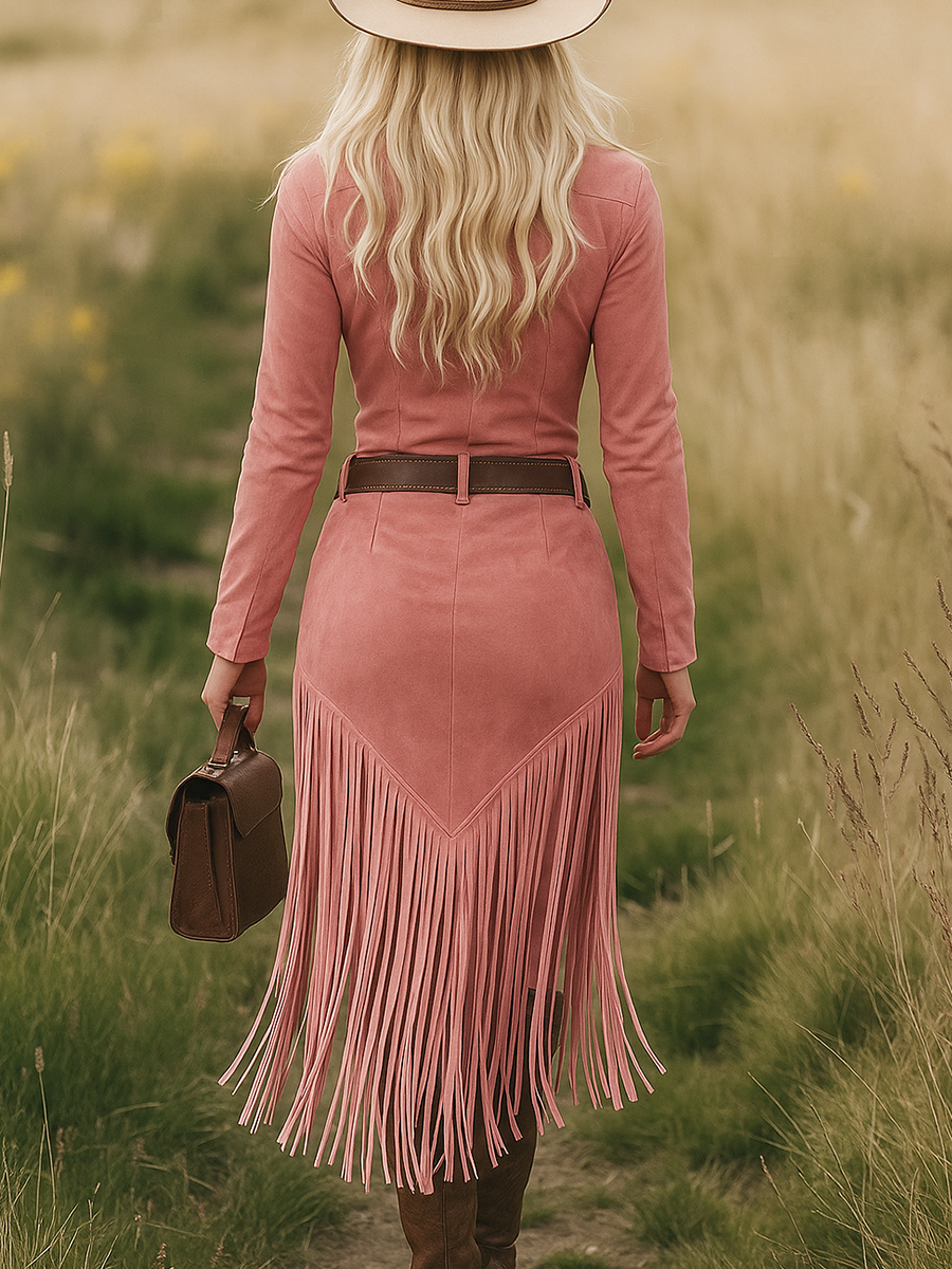 My Store tassel midi dress, casual dress with flowing fabric and tassel details, perfect for stylish daytime wear.
