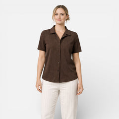 Women's short sleeve button-up shirt from My Store, featuring a classic design and tailored fit.