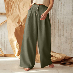 Wide-leg knit trousers for women, loose pull-on pants in a comfortable, relaxed fit with a soft knit texture.