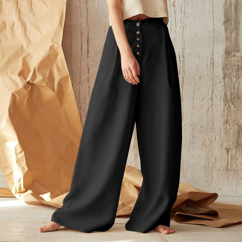 Knit wide-leg women’s pull-on trousers in a loose fit, stylish and comfortable for casual wear.