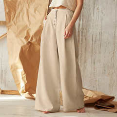 Women’s knit wide-leg elastic-waist trousers from My Store, featuring loose pull-on style and comfortable, relaxed fit.