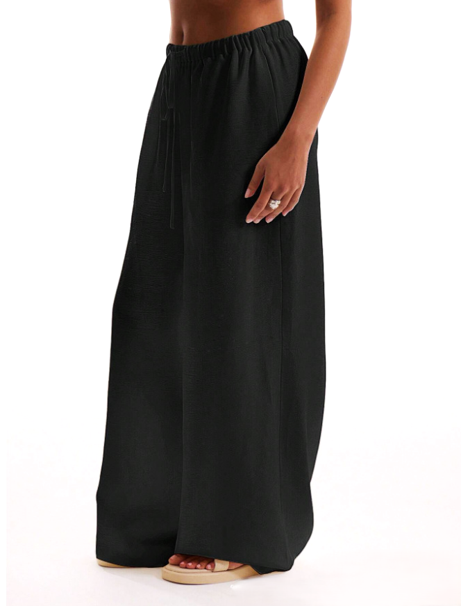 Linen-blend wide-leg women's trousers from My Store, loose pull-on pants with a relaxed fit and comfortable design.