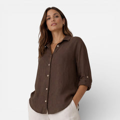 Women's linen and cotton blend shirt by My Store, relaxed fit, breathable summer shirt with soft fabric and casual style.