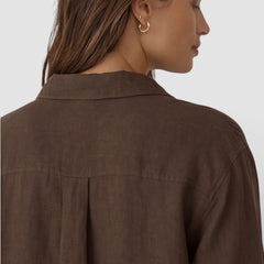 Light beige women's linen and cotton blend shirt from My Store, featuring a relaxed fit and breathable summer style.