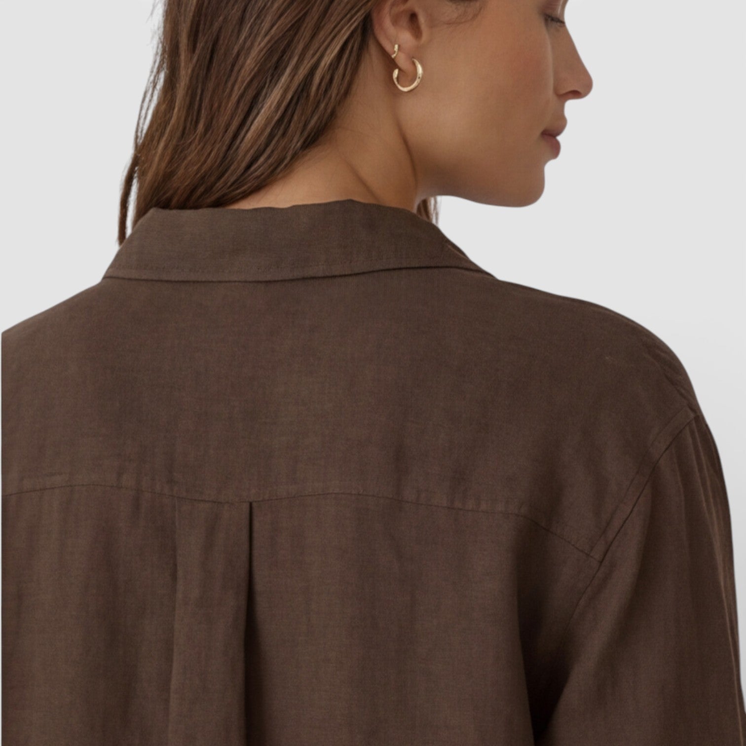 Light beige women's linen and cotton blend shirt from My Store, featuring a relaxed fit and breathable summer style.