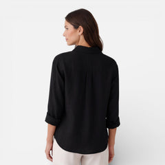 Women's linen and cotton blend shirt by My Store, relaxed summer fit, breathable and casual for warm weather.