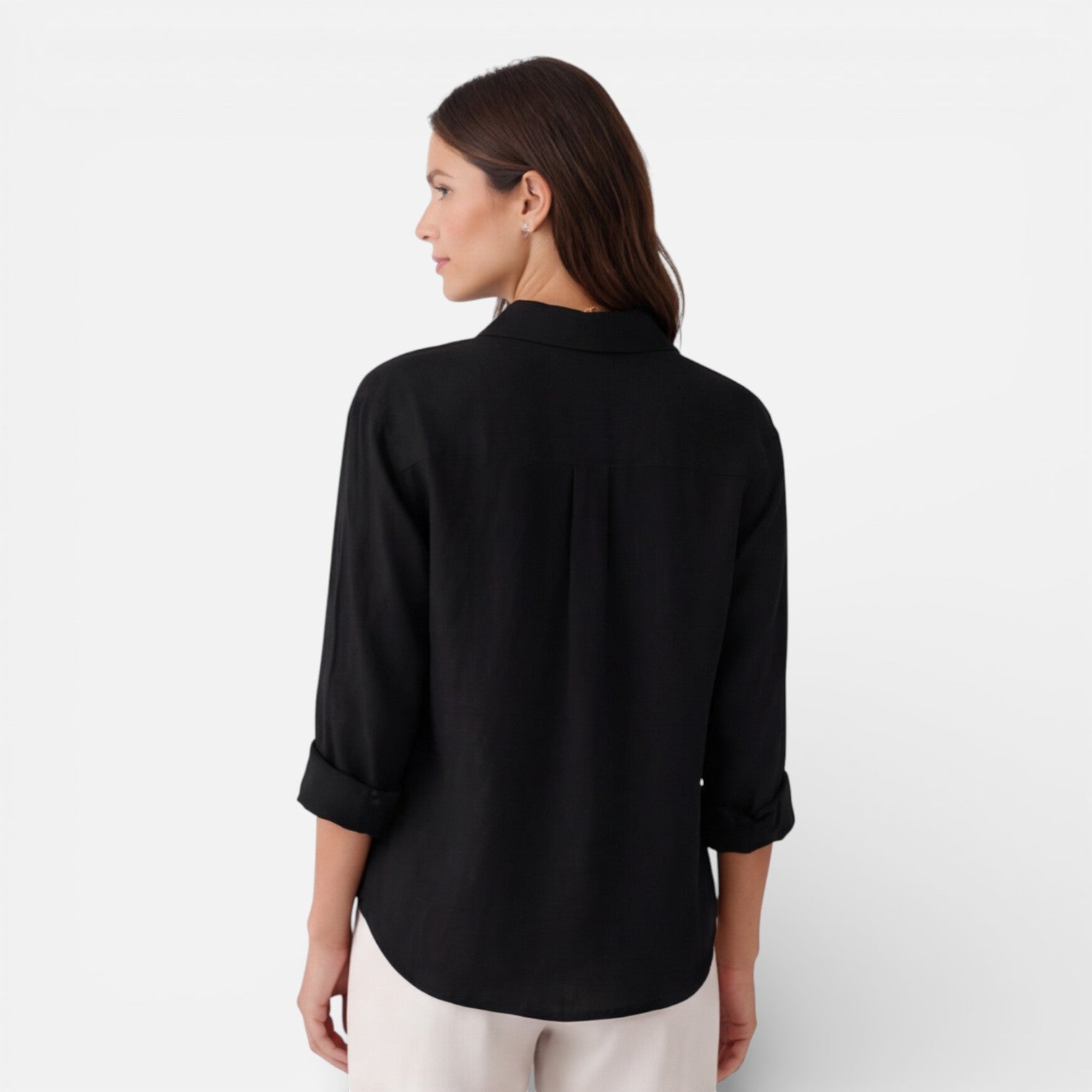 Women's linen and cotton blend shirt by My Store, relaxed summer fit, breathable and casual for warm weather.
