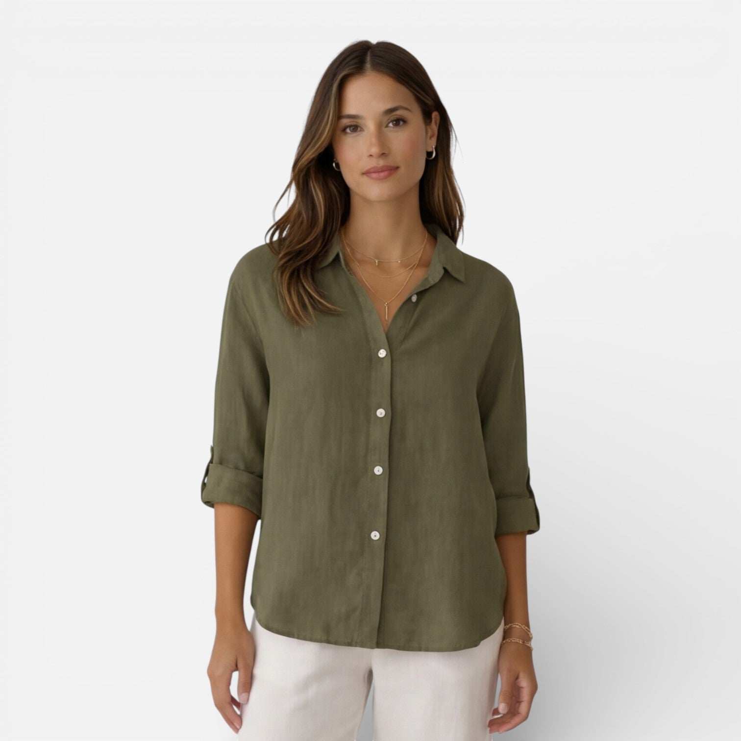 Women's linen and cotton blend shirt with relaxed fit, breathable summer blouse, stylish women's shirt by My Store.