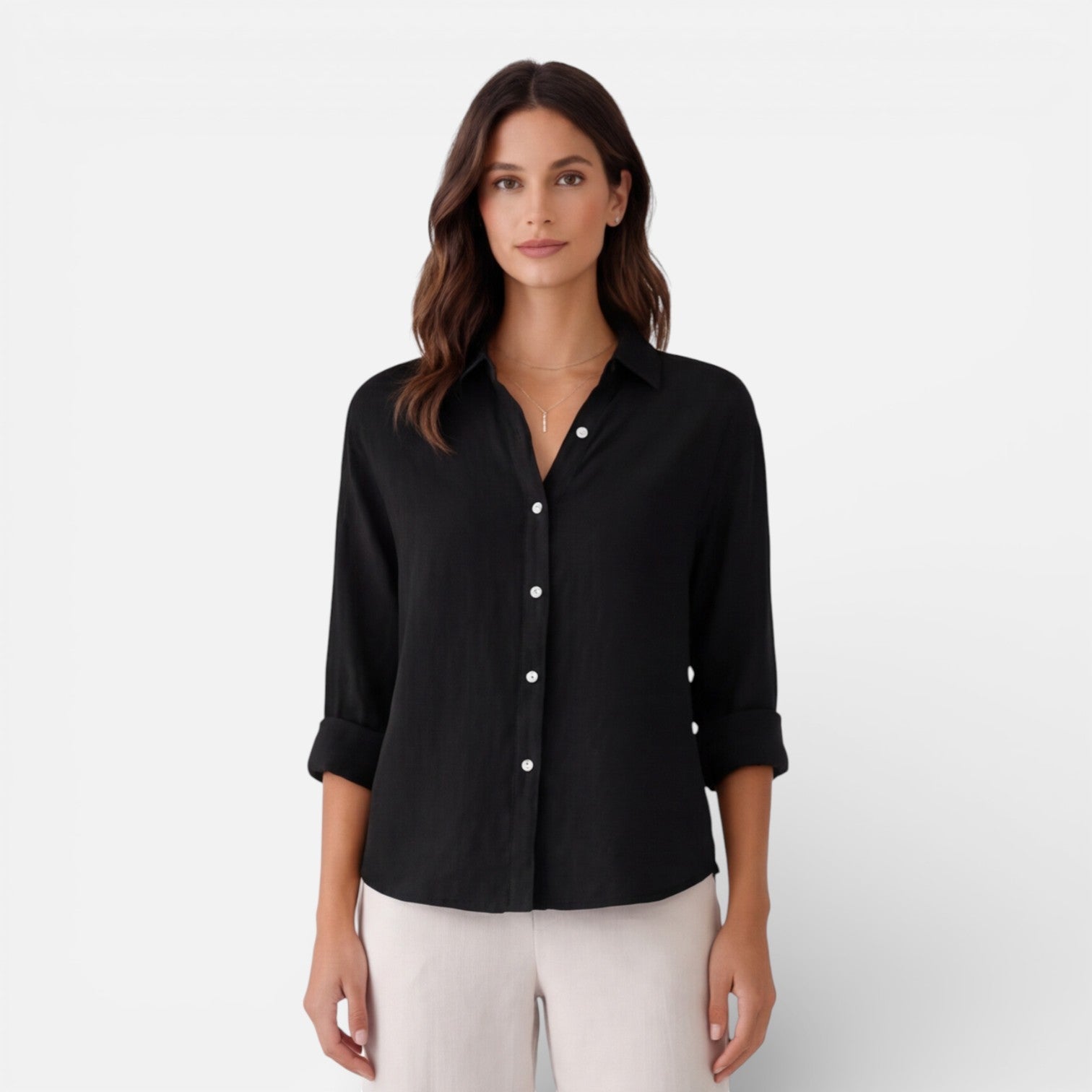 Women's linen cotton blend shirt from My Store, breathable relaxed fit summer blouse, lightweight and comfortable for warm weather.