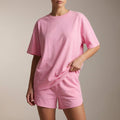 Pink women's co-ord set with drawstring details, featuring a matching top and pants from Tammy Bradley.