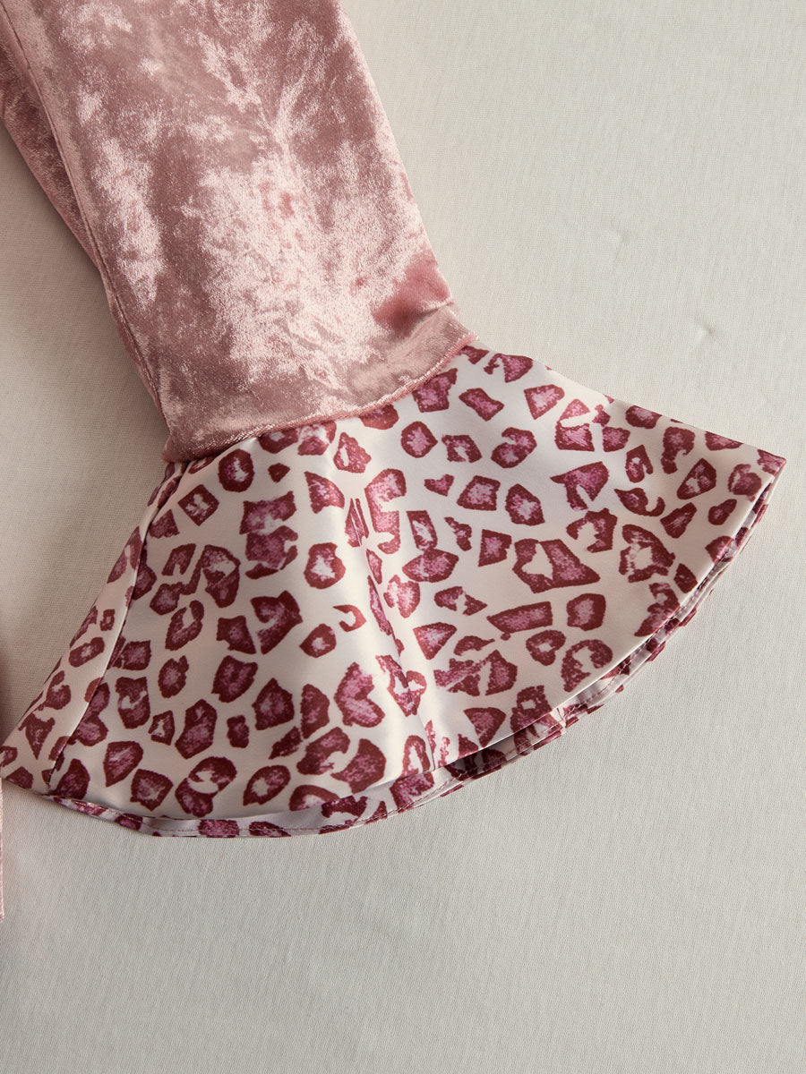 Pink contrast leopard print velvet blazer with lapel, stylish jacket from My Store featuring bold animal print design.