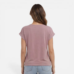 Women's V-neck twist front casual summer T-shirt, soft short-sleeve top, comfortable and stylish for warm weather.