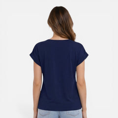 Women's V-neck twist front casual summer T-shirt with short sleeves, soft fabric, stylish design from My Store.