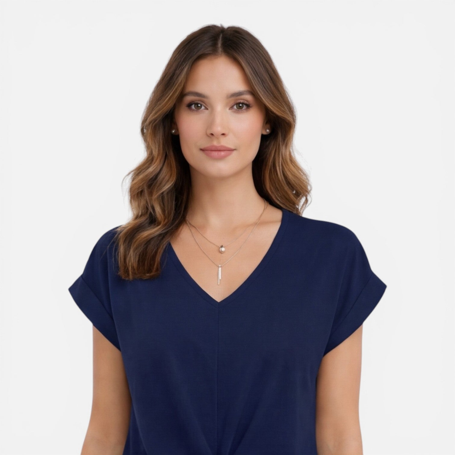 Women's V-neck twist front casual summer T-shirt from My Store, soft fabric, short sleeves, stylish and comfortable for warm weather.