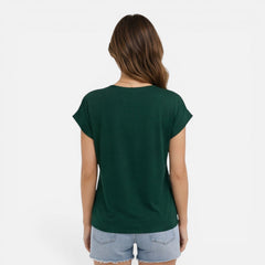 Women's V-neck twist front casual summer T-shirt, short sleeve, soft fabric, stylish and comfortable women's shirt.