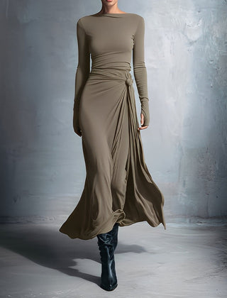 Flowy summer maxi dress for women featuring a wrap design, perfect for warm weather, by My Store.