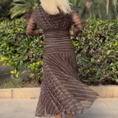 Bohemian patterned V-neck mesh maxi dress in vibrant colors, perfect for casual or wedding occasions, by My Store.